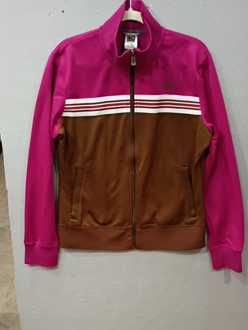 The North Face Women's Colorblock Bomber Jacket in Magenta and Brown